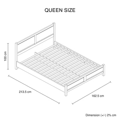 Alice 3 Pieces Bedroom Suite Natural Wood Like MDF Structure Queen Size Oak Colour Bed, Bedside Table