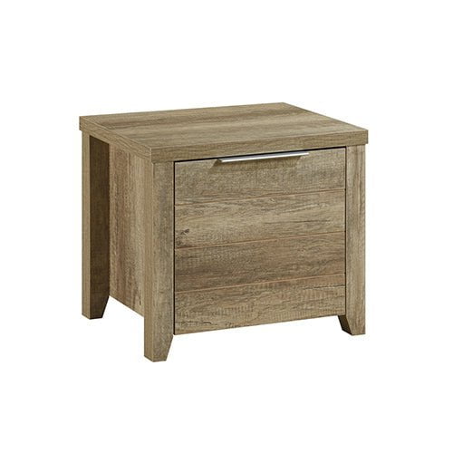 Alice 4 Pieces Bedroom Suite Natural Wood Like MDF Structure Queen Size Oak Colour Bed, Bedside Table & Dresser