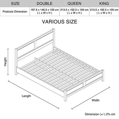 Alice 4 Pieces Bedroom Suite Natural Wood Like MDF Structure Queen Size Oak Colour Bed, Bedside Table & Dresser