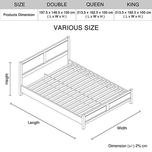 Alice 4 Pieces Bedroom Suite Natural Wood Like MDF Structure Queen Size Oak Colour Bed, Bedside Table & Dresser