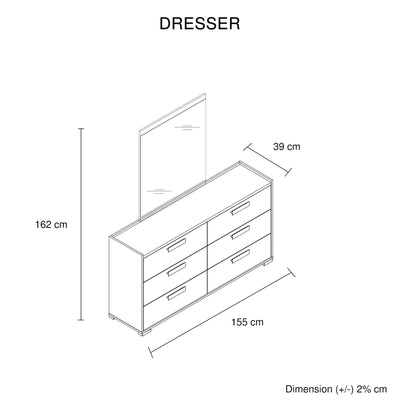 Queen 4 Pcs Bedroom Suite with Dresser Fabric Upholstery MDF Combination of Black & Cement Colour