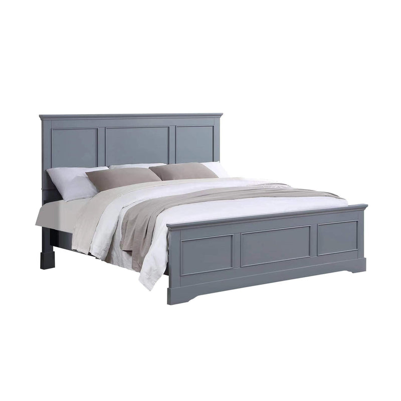 4 Pieces Bedroom Suite in Solid Wood & MDF Queen Size Grey Colour Bed, Bedside Table & Dresser