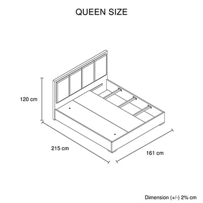 Queen Bed Frame Fabric Upholstery MDF in Cement Colour