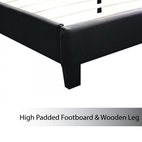 King Size Leatheratte Bed Frame in Black Colour with Metal Joint Slat Base