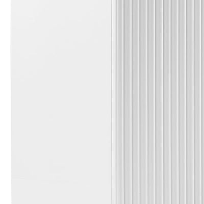 Buffet Ceramic Table Top MDF Cabinet Storage Stainless Steel In White
