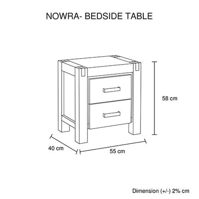 Bedside Table 2 drawers Night Stand Solid Wood Acacia Oak Colour