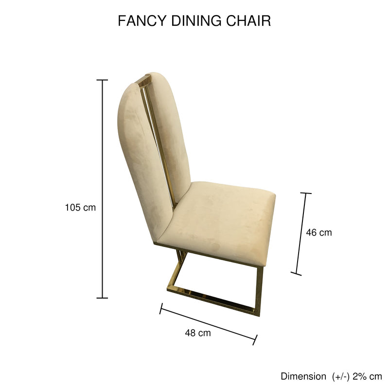 2X Dining Chair Stainless Gold Frame & Seat Beige Fabric