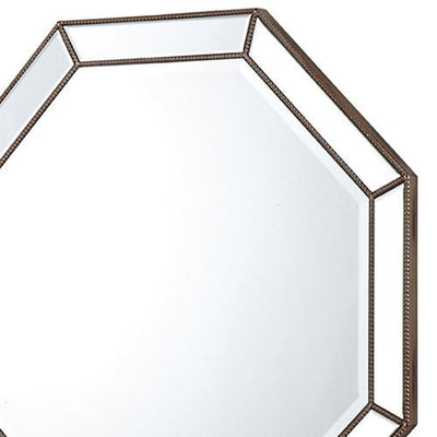 Wall Mirror MDF Construction Octagon Shape Silver Colour