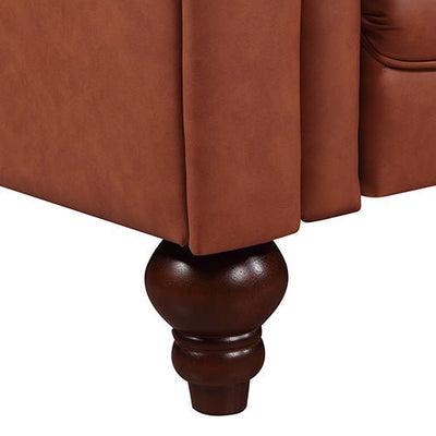 3 Seater Brown Sofa Lounge Chesterfireld Style Button Tufted in Faux Leather