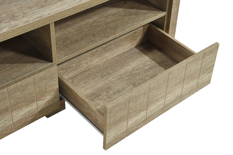 TV Cabinet 3 Storage Drawers with Shelf Natural Wood like MDF Entertainment Unit in Oak Colour