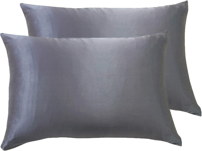 Luxury Pillowcase 2 Pack - 100% Pure Mulberry Silk on Both Sides - Charcoal