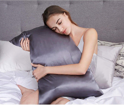 Luxury Pillowcase 2 Pack - 100% Pure Mulberry Silk on Both Sides - Charcoal