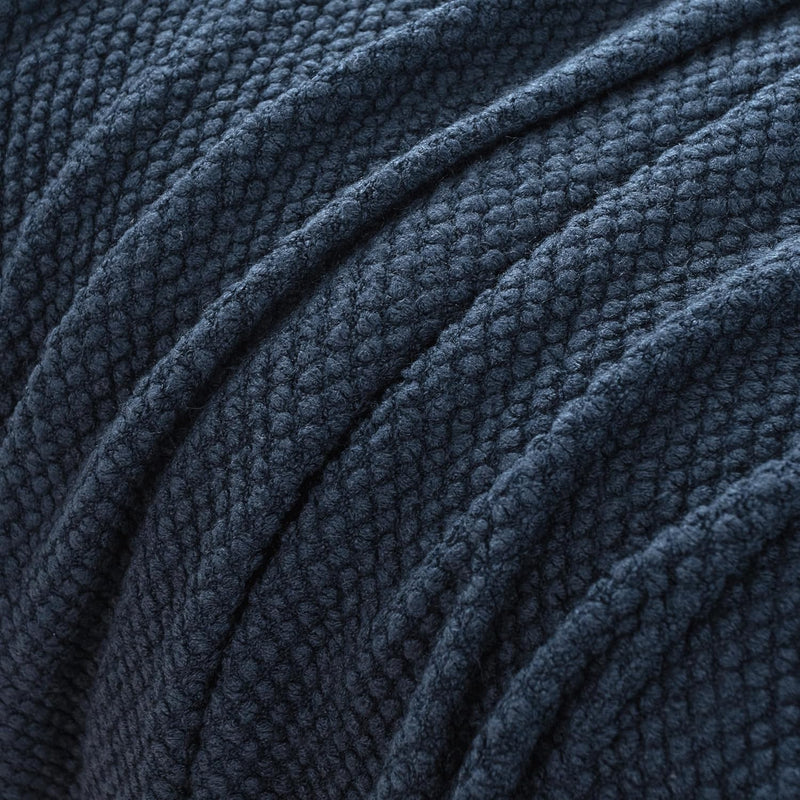 Micro Plush Knitted Woven Throw Blanket - Navy