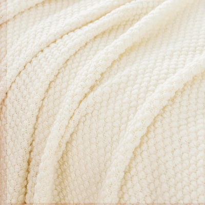 Micro Plush Knitted Woven Throw Blanket - Snow