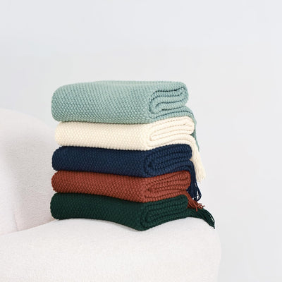 Micro Plush Knitted Woven Throw Blanket - Snow