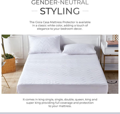 100% Ultra-Soft Cotton Quilted Anti-Microbial Mattress Cover Protector - Single Size