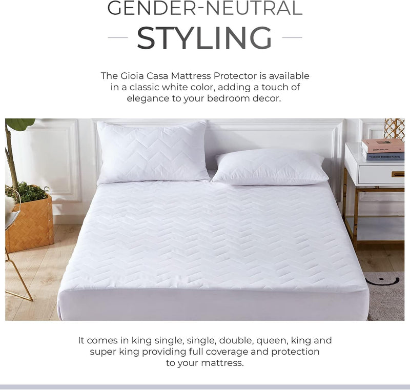 100% Ultra-Soft Cotton Quilted Anti-Microbial Mattress Cover Protector - Single Size