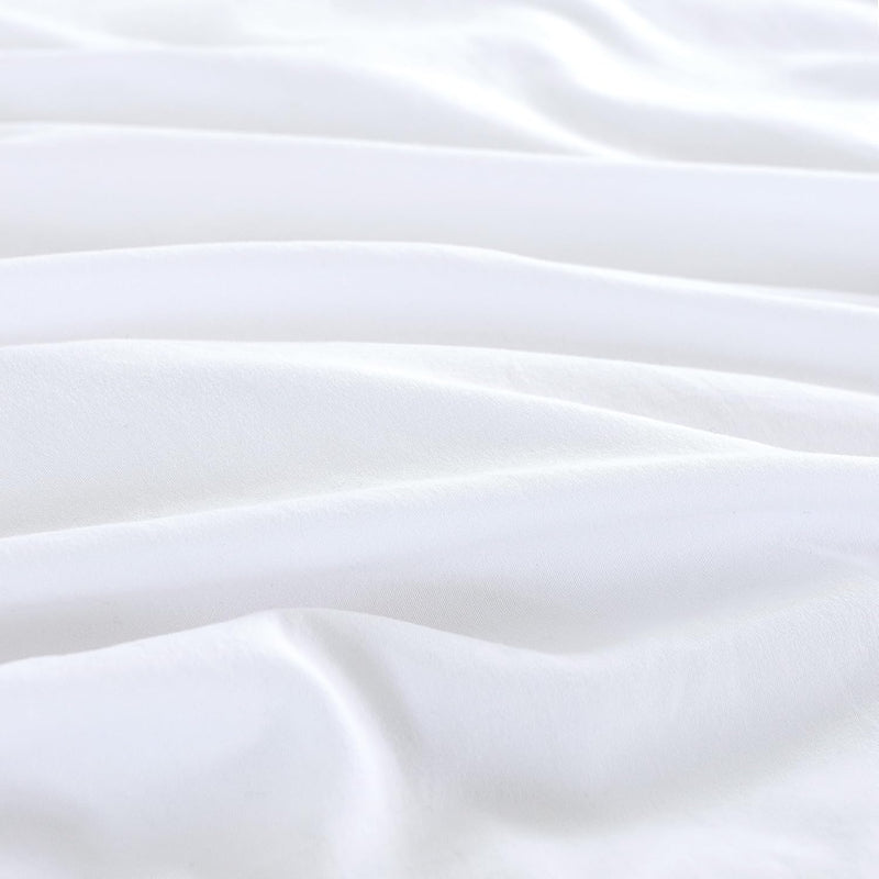 Vintage Washed Microfibre Quilt Cover Set (White, Single)