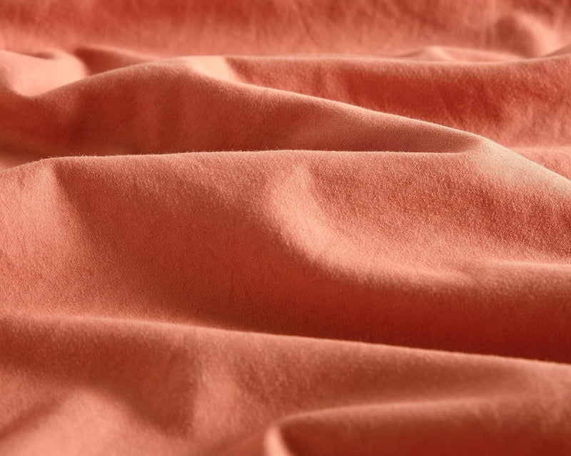 Vintage Washed Microfibre Sheet Set with 1 Pillowcase - Terracotta - Single