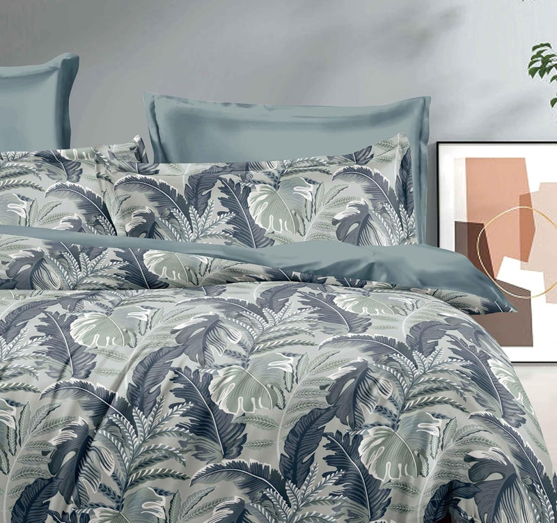 Print Microfibre Quilt Cover Set - Ultra Soft with Zipper Closure (Laura, Double Size)