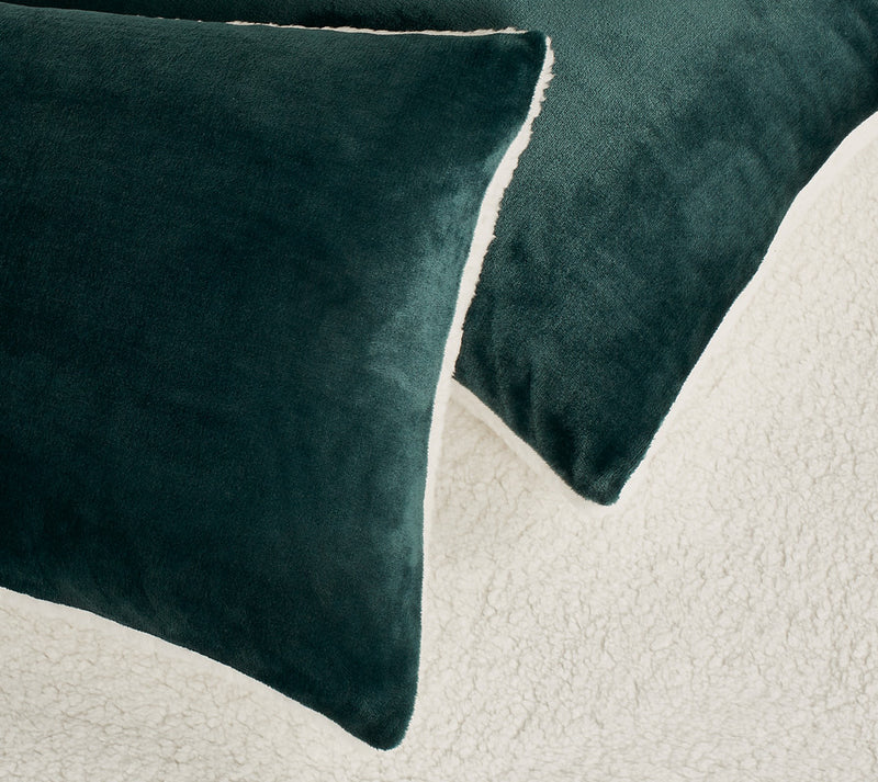 2-in-1 Teddy Sherpa Quilt Cover Set (Double Size - Emerald Green)