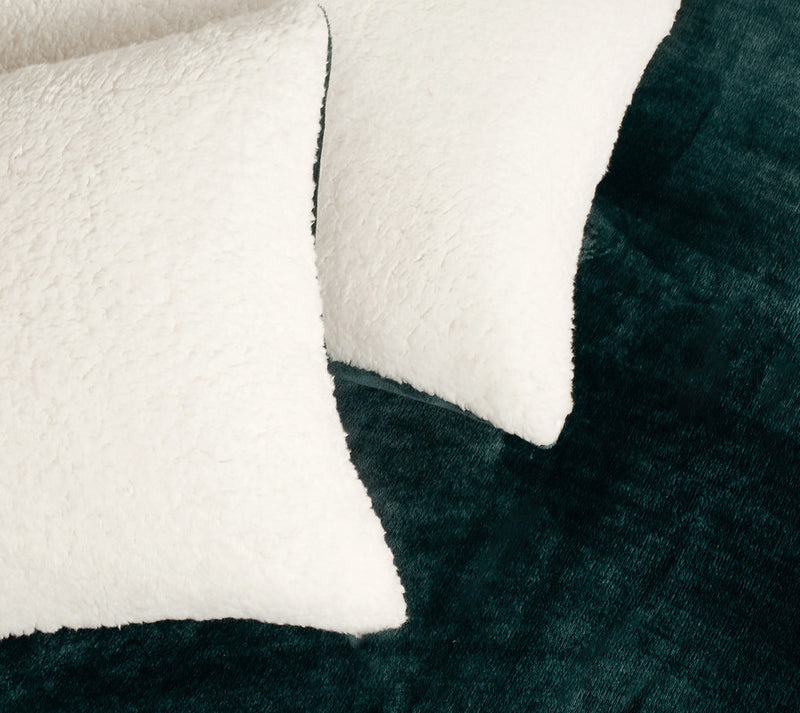2-in-1 Teddy Sherpa Quilt Cover Set (Double Size - Emerald Green)