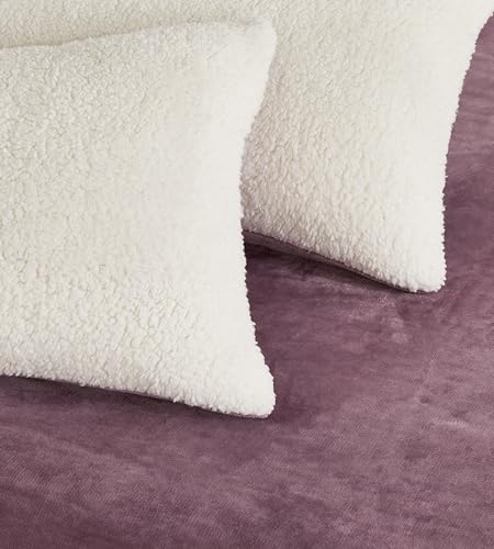 2-in-1 Teddy Sherpa Quilt Cover Set (Mauve, Double)