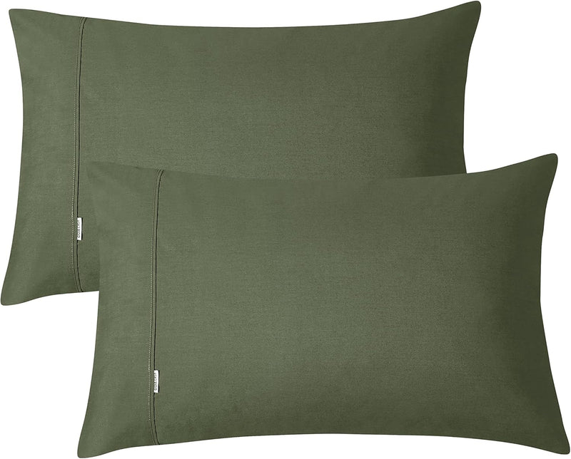 Vintage Washed 100% Cotton Sheet Set with 2 Pillowcases - Khaki Green - Double