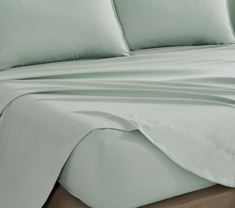 Vintage Washed Microfibre Sheet Set (Sage, Double)