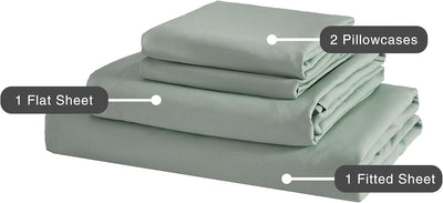 Vintage Washed Microfibre Sheet Set (Sage, Double)