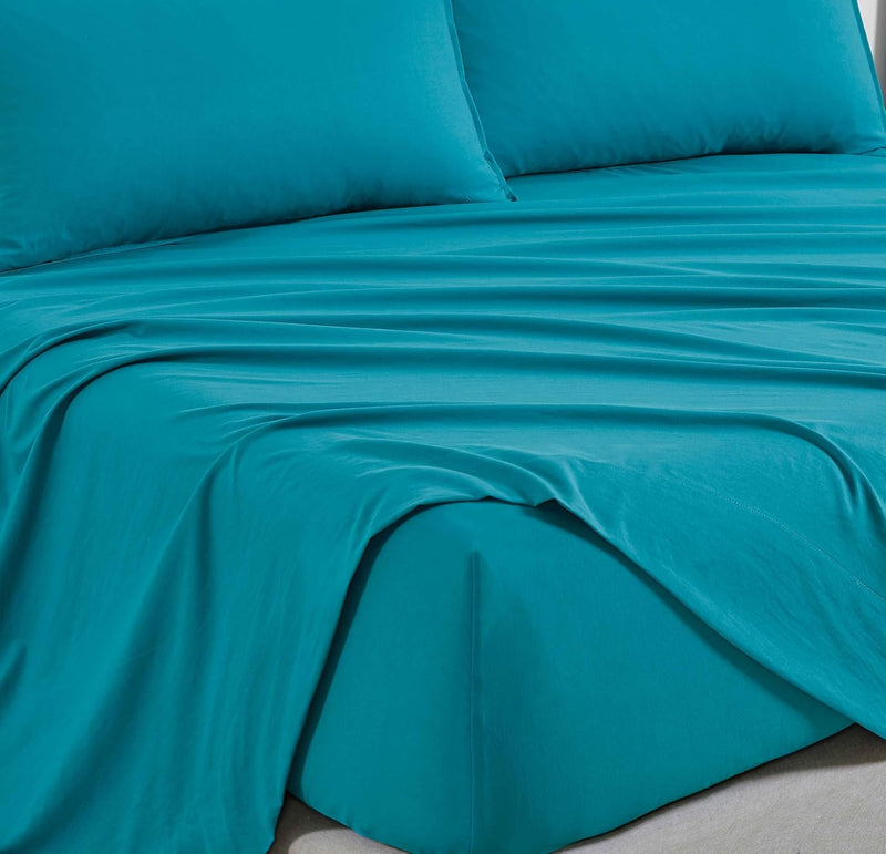 Vintage Washed Microfibre Sheet Set (Teal, Double)