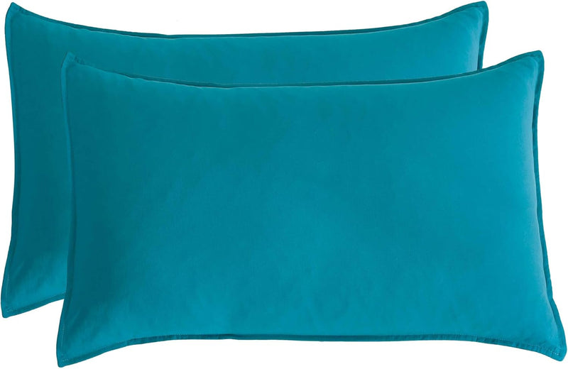 Vintage Washed Microfibre Sheet Set (Teal, Double)