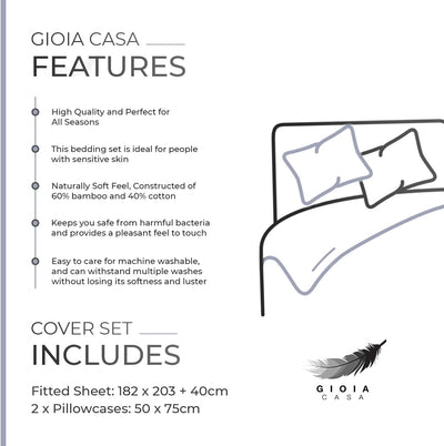 Bamboo Cotton Blend All Season Bedding Set - Silver - Queen Size