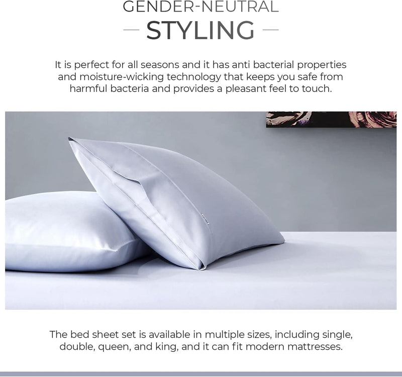 Bamboo Cotton Blend All Season Bedding Set - Silver - Queen Size