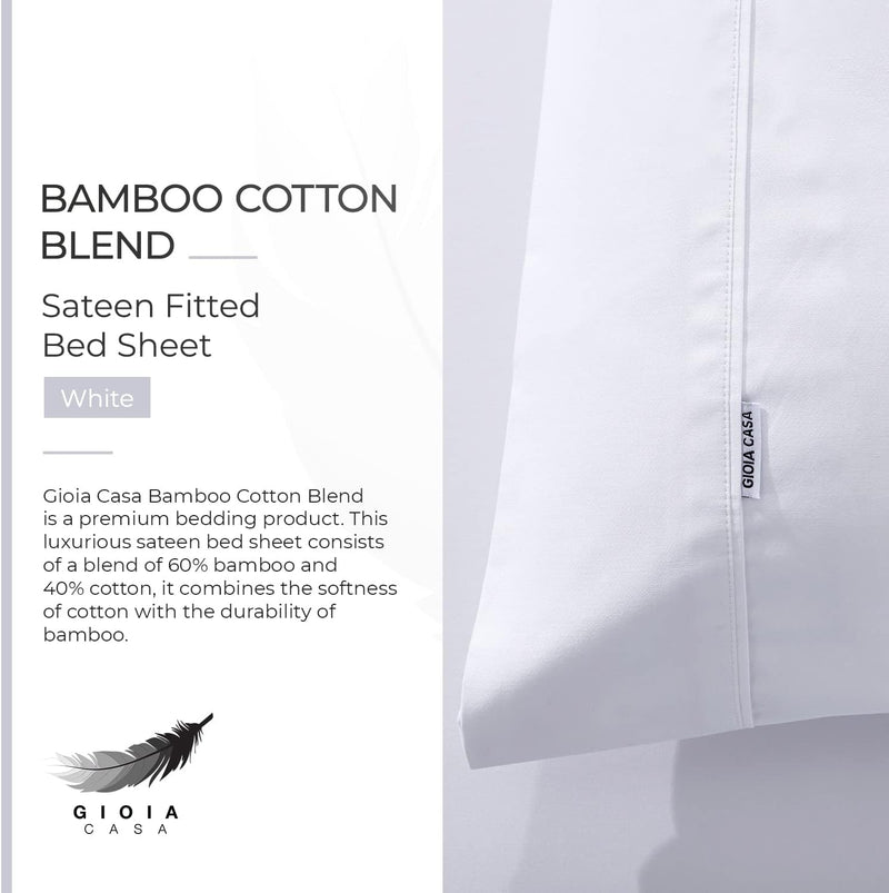 Bamboo Cotton Blend All Season Bedding Set - White - Queen Size