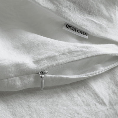 100% French Flax Linen Vintage Washed Soft Quilt Cover Set - White - Queen
