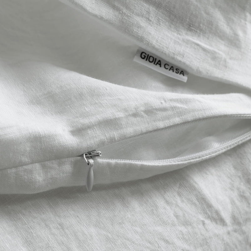 100% French Flax Linen Vintage Washed Soft Quilt Cover Set - White - Queen