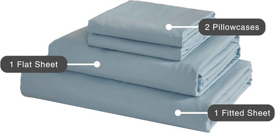 Vintage Washed Microfibre Sheet Set (Blue, Queen)
