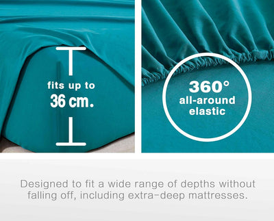 Vintage Washed Microfibre Sheet Set (Teal, Queen)