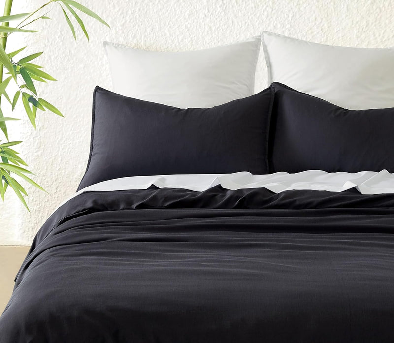 Bamboo Microfibre Quilt Cover Set - Charcoal - King