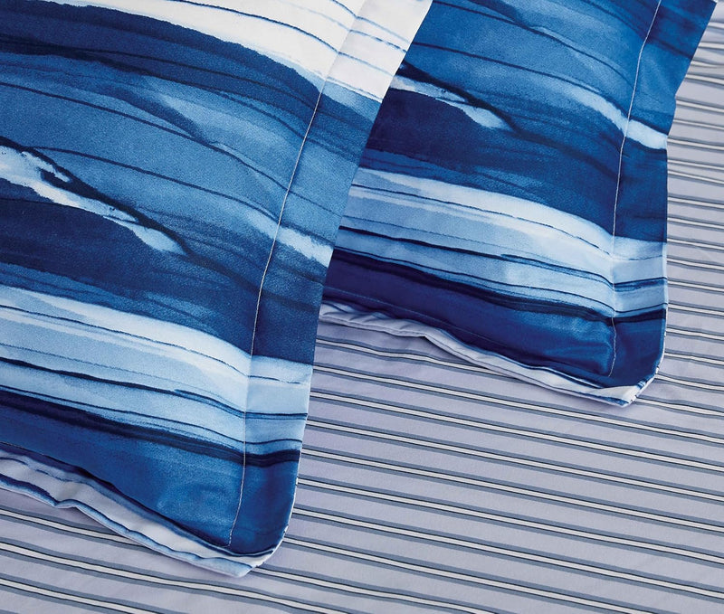 Print Microfibre Quilt Cover Set - Ultra Soft with Zipper Closure (Ethan, King Size)