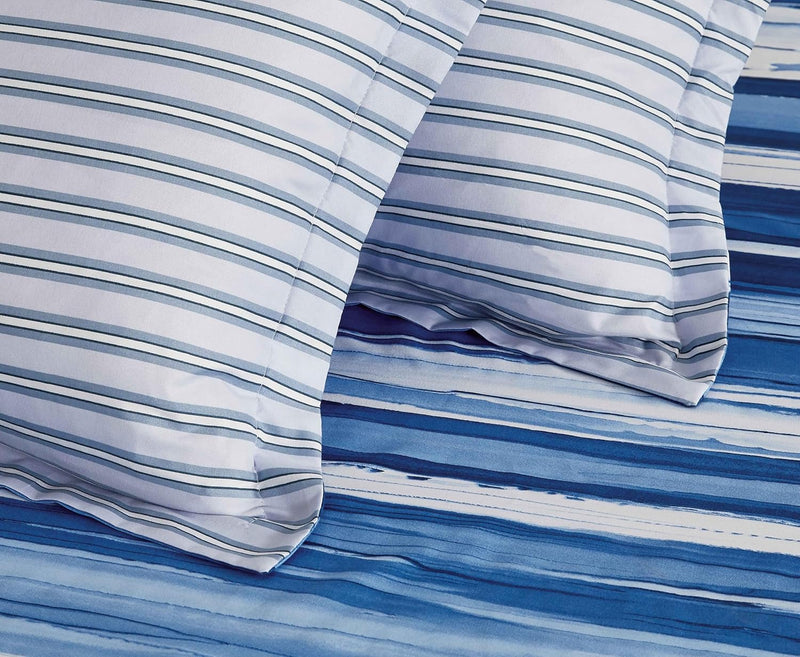 Print Microfibre Quilt Cover Set - Ultra Soft with Zipper Closure (Ethan, King Size)