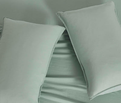 Vintage Washed Microfibre Quilt Cover Set (Sage, King)