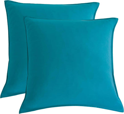 Twin Pack Vintage Washed Microfibre European Pillowcase (Teal, Square)