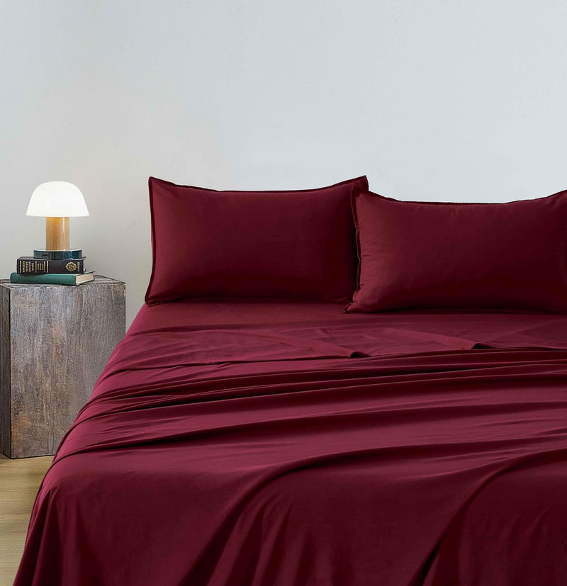 Vintage Washed Microfibre Sheet Set (Burgundy, King Single)