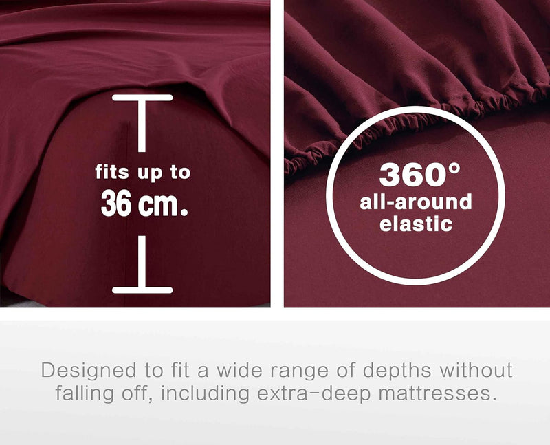 Vintage Washed Microfibre Sheet Set (Burgundy, King Single)