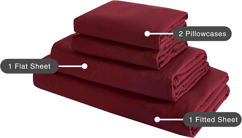 Vintage Washed Microfibre Sheet Set (Burgundy, King Single)