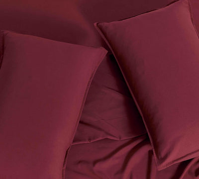 Vintage Washed Microfibre Sheet Set (Burgundy, King Single)