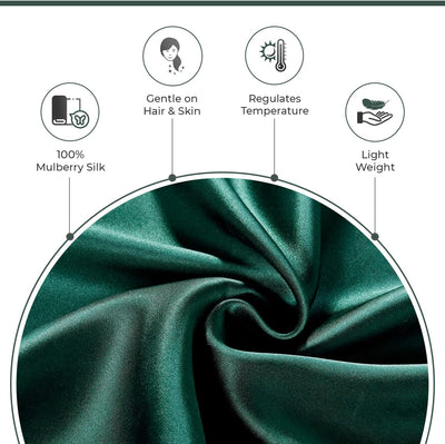 Luxury Pillowcase - 100% Pure Mulberry Silk on Both Sides - Emerald Green