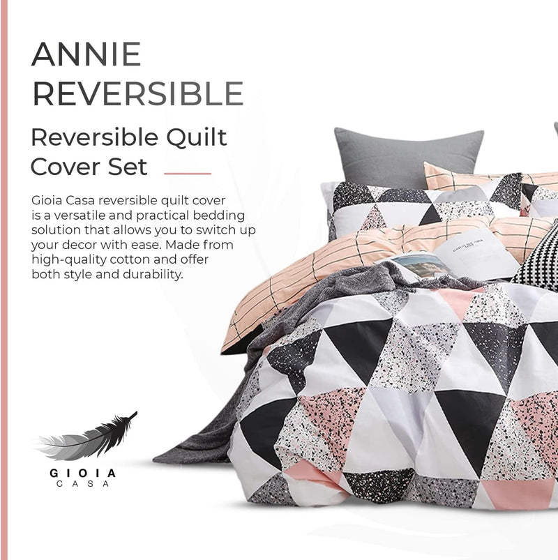 Gioia Casa 100% Cotton Annie Reversible Printed Quilt Cover Set - Super King Size